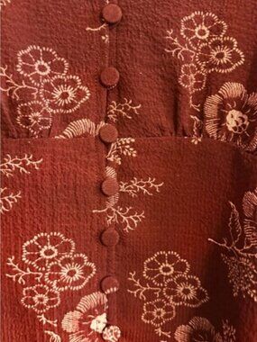 MADEWELL Preston Puff-Sleeve Top in Letterpress Floral STAINED MAHOGANY MEDIUM